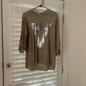 Silver Logo Tan Hoodie